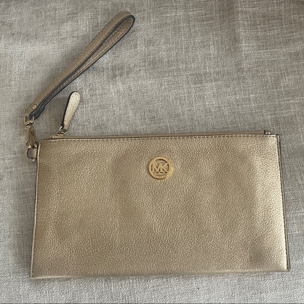 Michael Kors Metallic Gold Wrislet Clutch